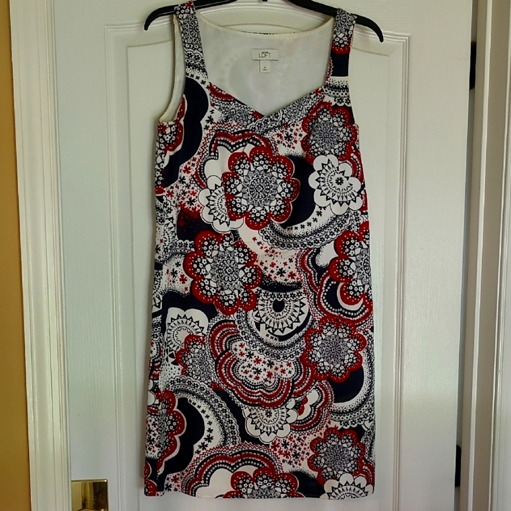 Ann Taylor LOFT Size 4 Red, White & Blue Sleeveless Dress